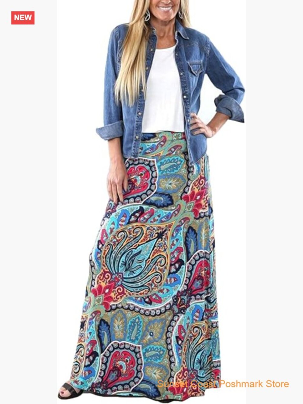 Bohemian Print Long Maxi Skirt